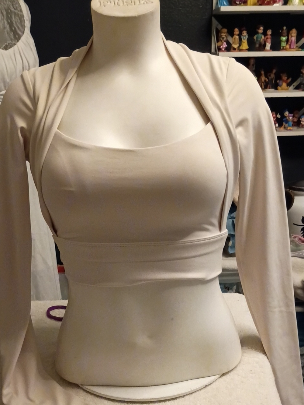 Cream Built-In Tank Camisole with Matching Shrug